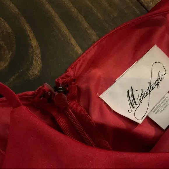 Michaelangelo Red Satin Gown - Picture 7 of 16